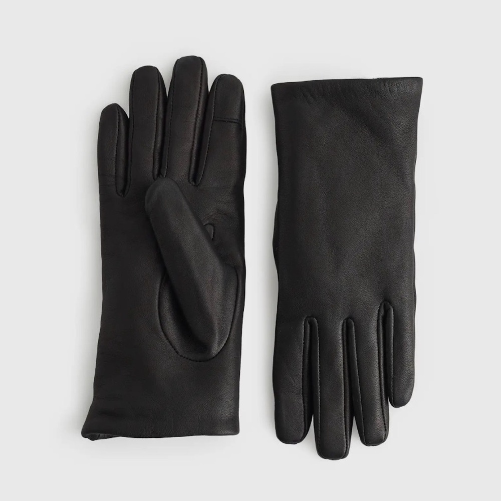 Quince Women’s Cashmere Lined Black Leather Gloves